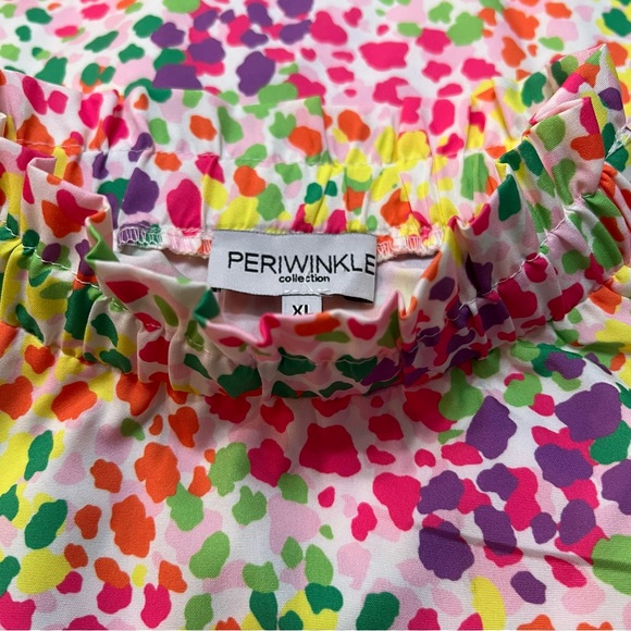 Periwinkle Colorful Spots‎ Season Bright and Embroidered Blouse. Size XL. - Picture 12 of 13